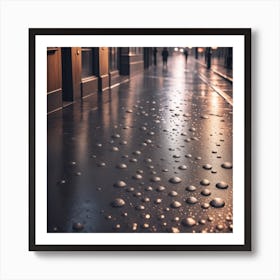 Rain Drops On A Wet Street Art Print