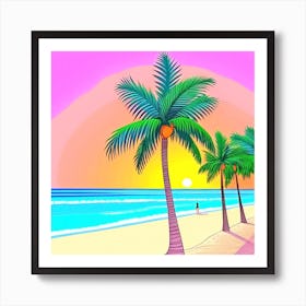 Palm Trees On The Beach 11 Art Print