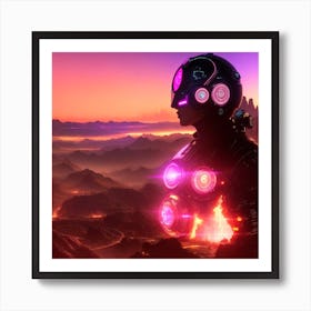 Futuristic Woman In Space Art Print