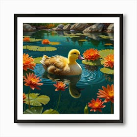 Duck In The Pond 2 Art Print