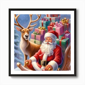 Santa Claus In Sleigh 1 Art Print