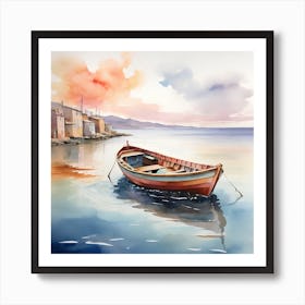Watercolor Boat Painting Art Print