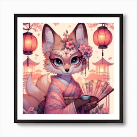 Fox In Kimono Art Print