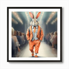 Rabbit In Orange Suit Art Print