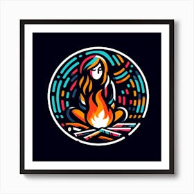 Girl With A Fire 2 Art Print