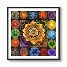 Set Of Chakras Art Print