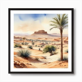 Desert Landscape With Palm Trees 2 Art Print