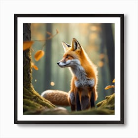 Fox In The Forest 60 Art Print