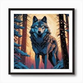 Wolf In The Woods 36 Art Print