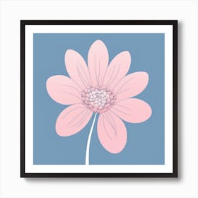 A White And Pink Flower In Minimalist Style Square Composition 271 Art Print