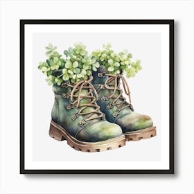 Boots With Shamrocks 2 Art Print