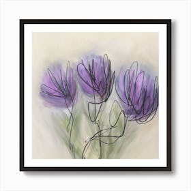 Purple Flowers Abstract Art Print