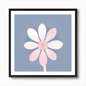 A White And Pink Flower In Minimalist Style Square Composition 154 Art Print