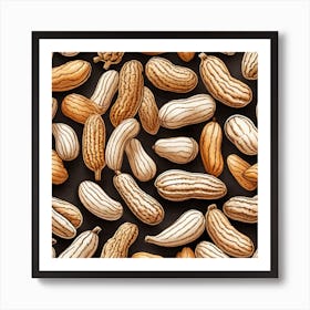 Peanuts On Black Background 6 Art Print