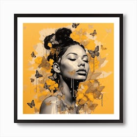 Woman With Butterflies 1 Art Print