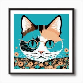 Cat With Glasses Art Print