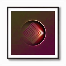 Geometric Neon Glyph on Jewel Tone Triangle Pattern 131 Art Print