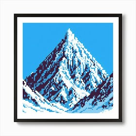 8-bit snowy mountain peak 2 Art Print