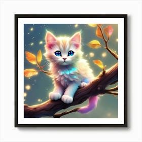 Cute Kitten On A Branch 6 Art Print