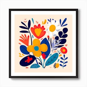 Matisse Inspired Abstract Flowers 3 Wall Art Art Print