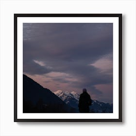 Silhouette Of A Person In The Snow Art Print