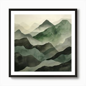 Japanese Watercolour Of Mount Fuji 4 Art Print