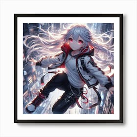 Anime Girl In The City Art Print