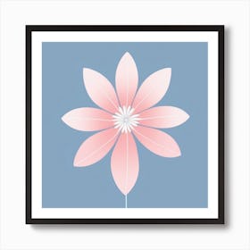 A White And Pink Flower In Minimalist Style Square Composition 117 Art Print