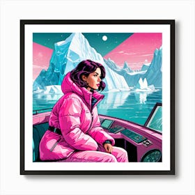 Young arctic explorer researching the icebergs Art Print