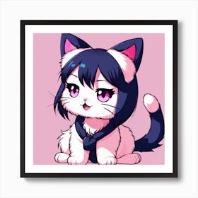 Cute Anime Cat Art Print