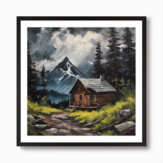 Millwood Pines Paint By Number Style Mountain Cabin & Lake (Not A