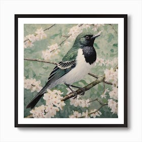 Ohara Koson Inspired Bird Painting Robin 3 Square Art Print