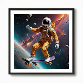 Astronaut Moon Skater Art Print