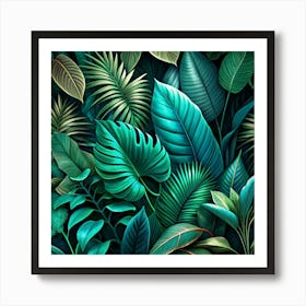 Tropical Jungle Leaves Background Art Print