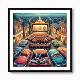 Night movies at open theatre Art Print