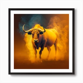 Bull In Smoke Art Print