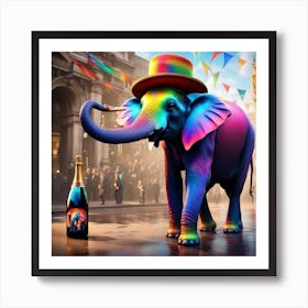 Rainbow Havana Elephant London Art Print