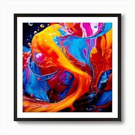 Fresh Colors Liquid 3d Design Spark Hot Palette Shapes Dynamism Vibrant Flowing Molten (6) Art Print