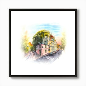 Watercolor Sketch Of A Street In Paris. Wall prints. Art Print