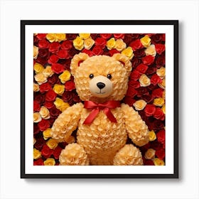 Teddy Bear With Roses 15 Art Print