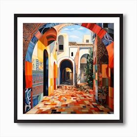 Bohemian Contemporary Art Print - Patterned Archways With Colourful Tiles Art Print