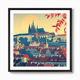 A Prague Castle In Prague Vector Design Illustra 1720028526 4 Art Print