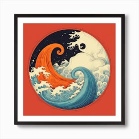 Great Wave Yin Yang Art Print