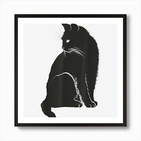 Minimalist Cute Black Cat Owner Feline Art Kitten Lover Art Print