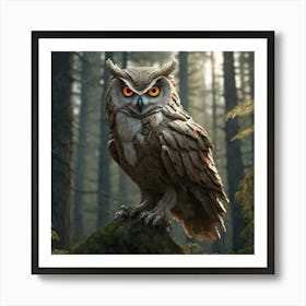 Owl In The Forest 129 Art Print