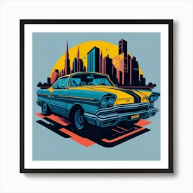 Car Colored Artwork Of Graphic Design Flat (69) Art Print