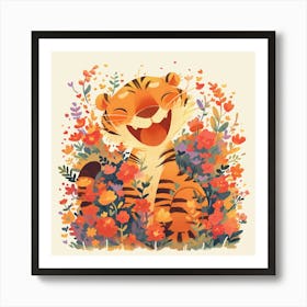 Tiger In Flowers Art Print