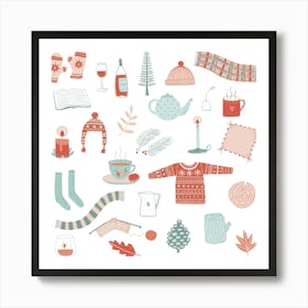 Hygge Cosy Winter Things Art Print