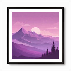 Misty mountains background in purple tone 41 Art Print