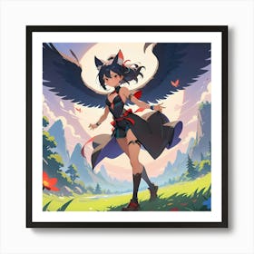 Anime Girl With Wings Poster